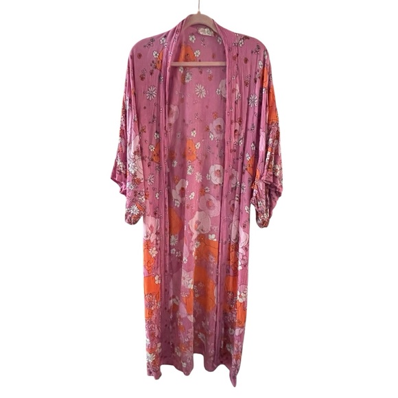 Free People X Intimately Hidden Hills Maxi Kimono one size pink